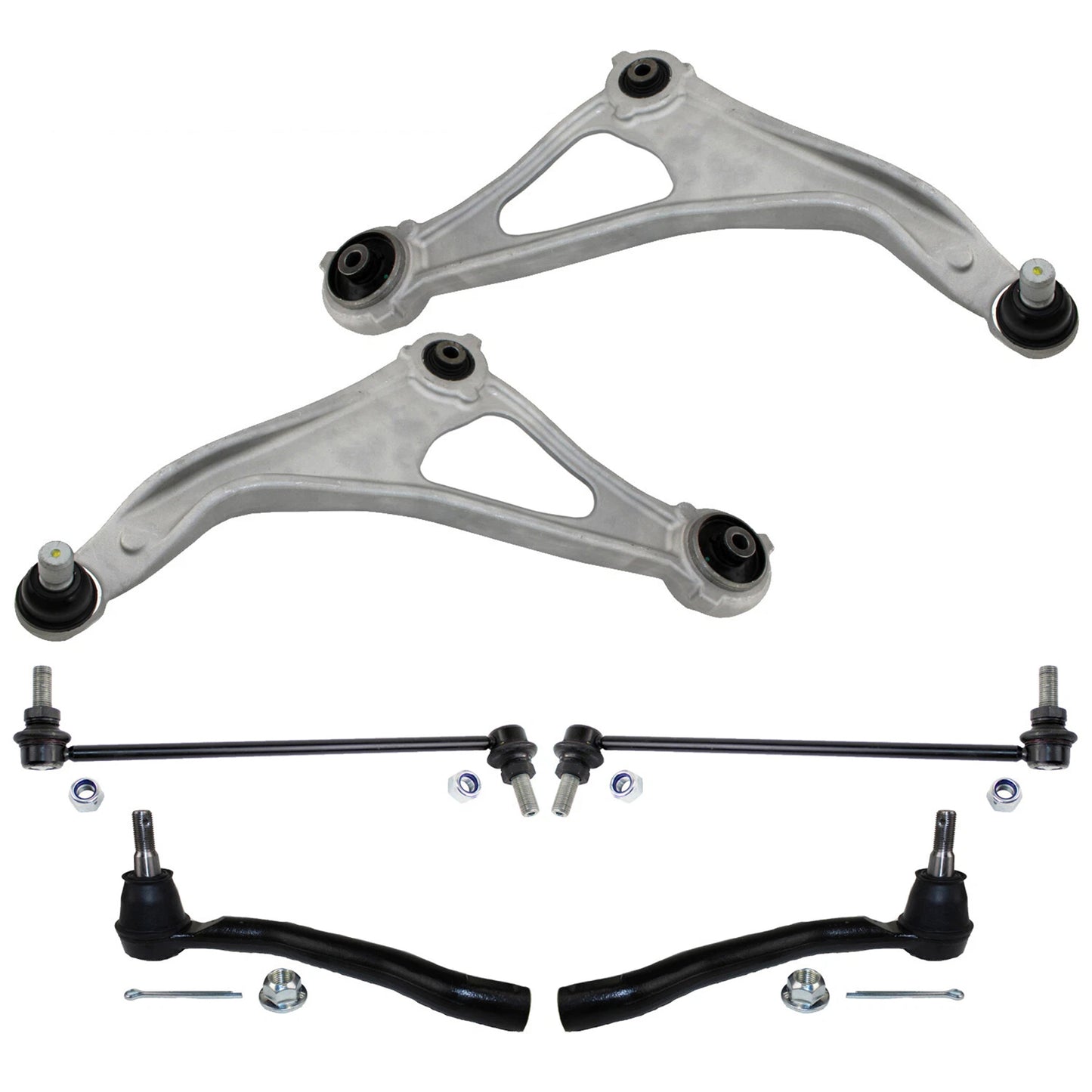 6pc K623474 K623475 K750094 K750095 ES801196 ES801197 Front Lower Control Arms Sway Bar Links Tie Rods for Nissan Altima 2013 2014