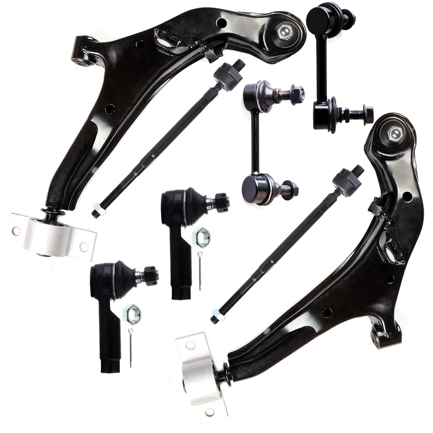 8pc K620354 K620355 K90431 K90432 EV458 ES3438 Front Lower Control Arms Tie Rod Ends Sway Bars For Nissan Maxima 2000 2001 2002 2003 for INFINITI i30 2000 2001 for INFINITI i35 2002 2003 2004