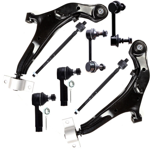 8pc K620354 K620355 K90431 K90432 EV458 ES3438 Front Lower Control Arms Tie Rod Ends Sway Bars For Nissan Maxima 2000 2001 2002 2003 for INFINITI i30 2000 2001 for INFINITI i35 2002 2003 2004