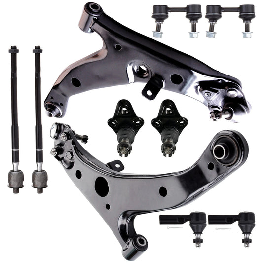 10pc K80335 K80336 K90309 ES2382 EV303 K90124 Front Lower Control Arm Ball Joint Tie Rod End Steering Kit For Toyota Corolla 1997 1998 1999 2000 2001 2002