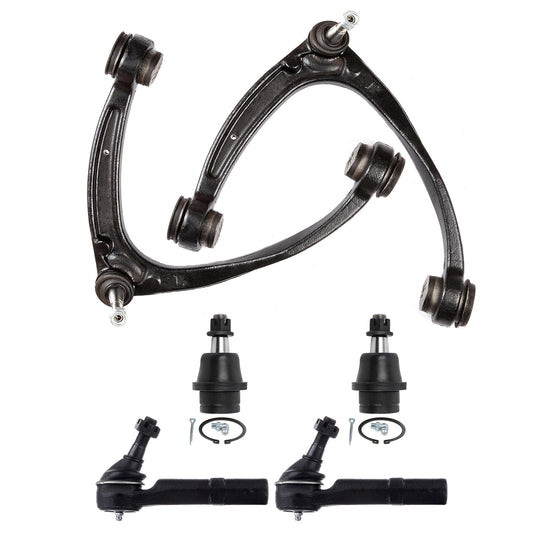 6pc K80669 K80670 ES800223 K6541 Front Upper Control Arms with Ball Joint Outer Tie Rod Kit for GMC Sierra 1500 2007-2013 for Chevy Silverado 1500 2007-2014 for GMC Yukon 2007-2014