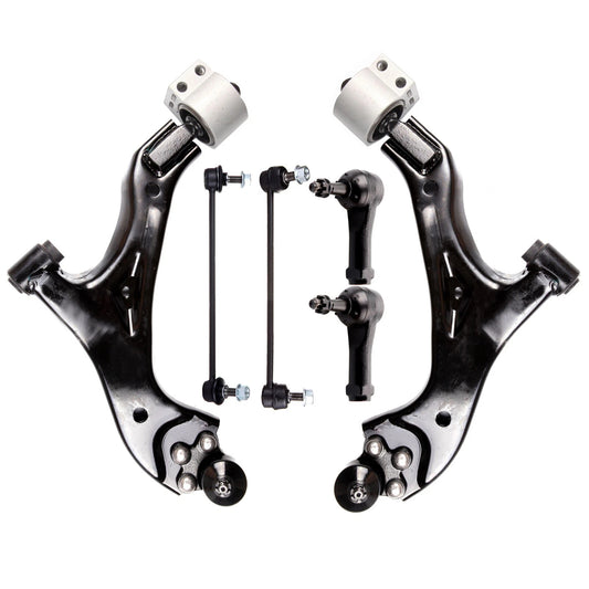 6pc K621129 K621136 K80461 K80460 ES800030 Front Lower Control Arm Sway Bar Tie Rod for Chevrolet Equinox 2005 2006 2007 2008 2009 for Pontiac Torrent 2006-2009 for SATURN VUE 2002-2007