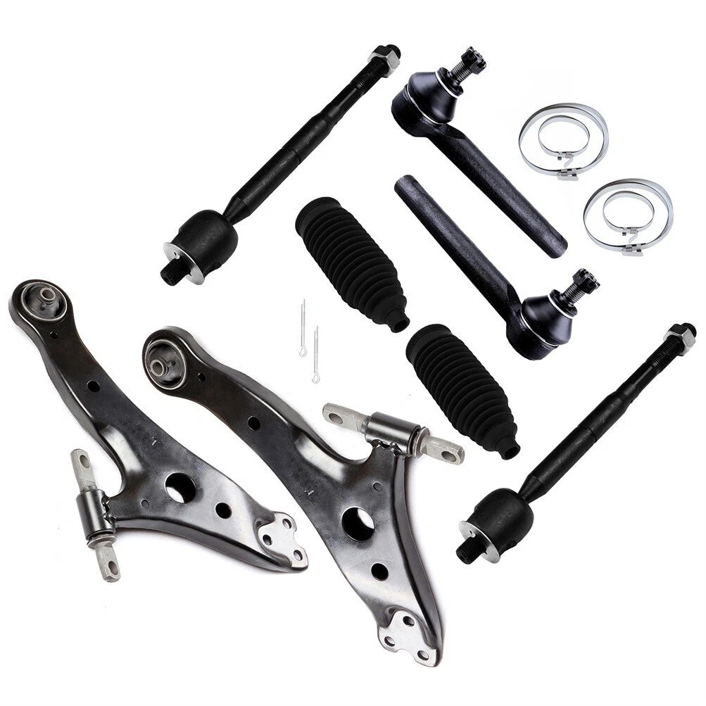 8pc K620333 K620334 ES80944 ES80945 103-3069 Front Lower Control Arm Tie Rod and Rack Bellow For Toyota Highlander 2004 2005 2006 2007