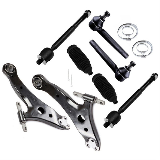 8pc K620333 K620334 ES80944 ES80945 103-3069 Front Lower Control Arm Tie Rod and Rack Bellow For Toyota Highlander 2004 2005 2006 2007