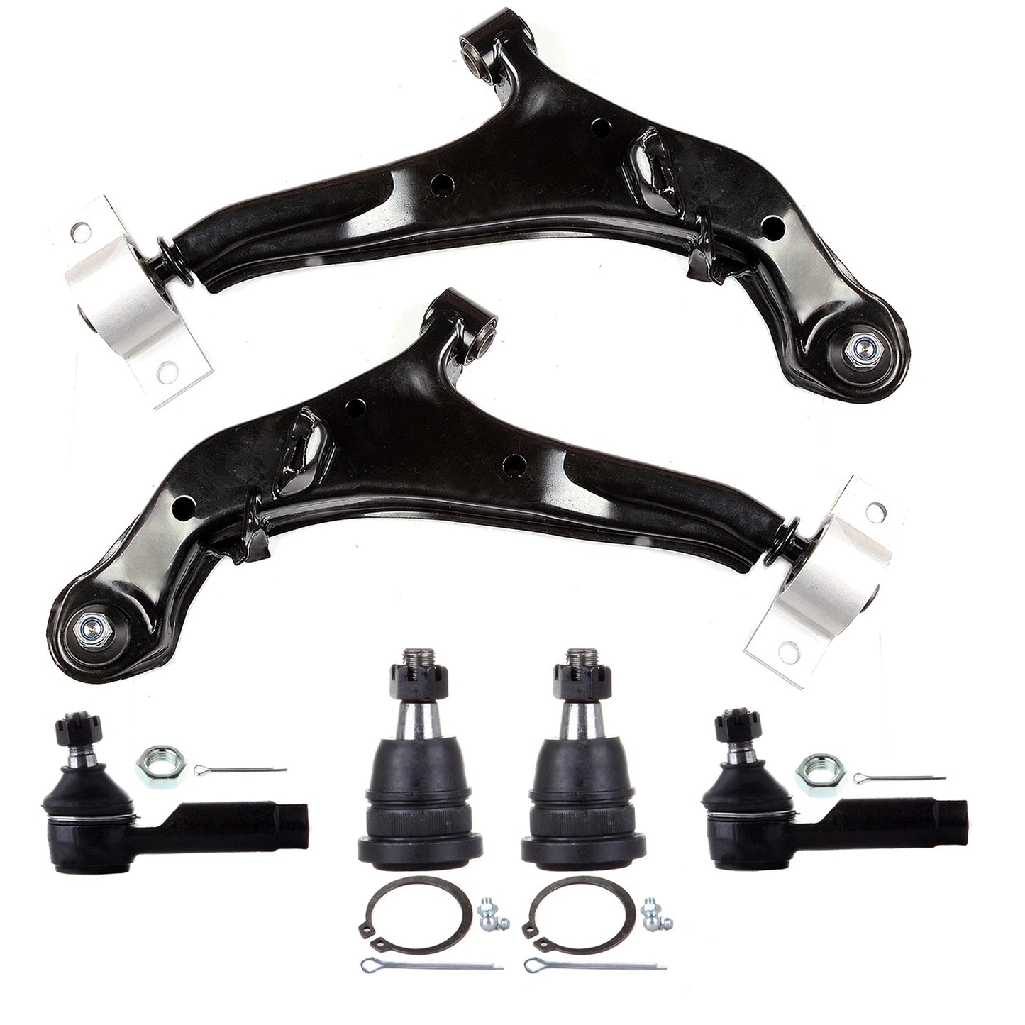 6pc K620354 K620355 ES3438 K90459 Front Lower Control Arms Tie Rod Ends For Nissan Maxima 2000 2001 2002 2003 for INFINITI i30 2000 2001 for INFINITI i35 2002 2003 2004