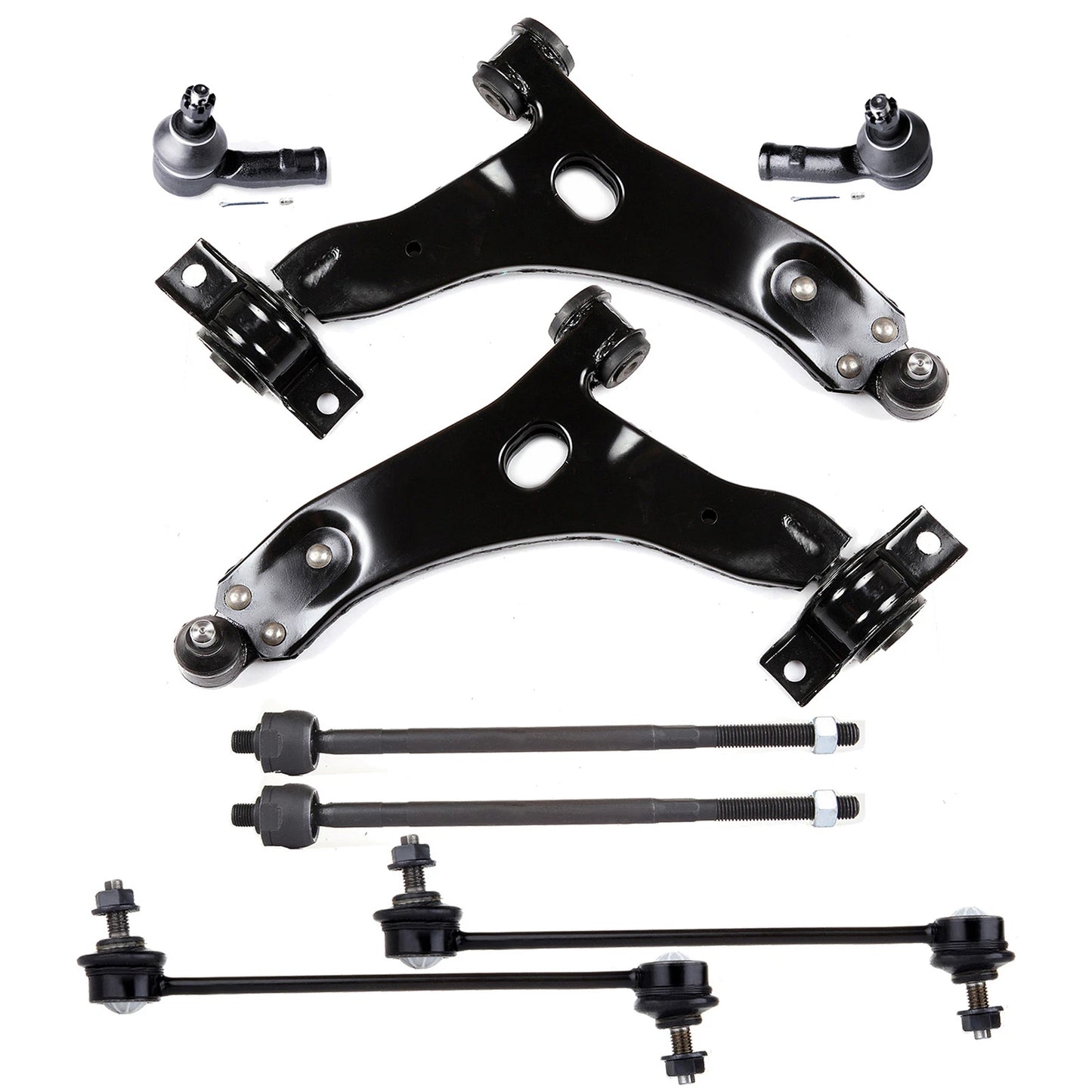 8pc K80405 K80406 ES3587 ES3588 K80066 EV419 Front Lower Control Arm Outer Tie Rod End Kit For Ford Focus 2000 2001 2002 2003 2004