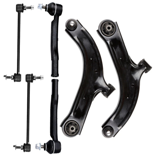 6pc K620566 K620567 ES800248 ES800249 K750098 Front Lower Control Arms Sway Bar Outer Tie rod for Nissan Versa 2007 2008 2009 2010 2011 2012 for Nissan Cube 2009 - 2014