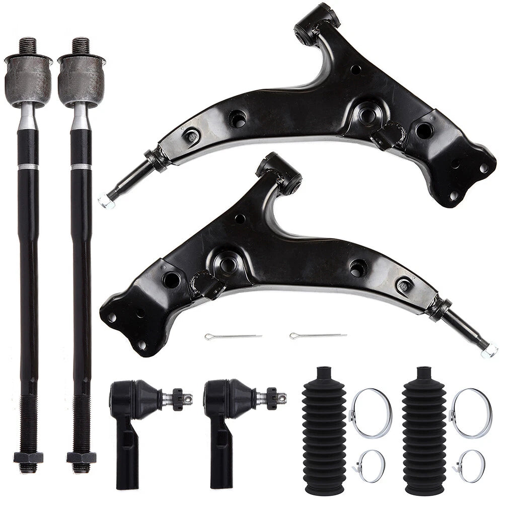 8pc K80333 K80334 EV303 ES2382 103-2838 Front Lower Control Arm Tie Rod End and Rack Bellow For Toyota Corolla 1993 1994 1995
