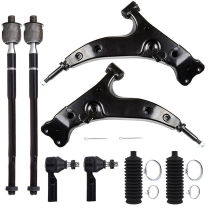 8pc K80333 K80334 EV303 ES2382 103-2838 Front Lower Control Arm Tie Rod End and Rack Bellow For Toyota Corolla 1993 1994 1995
