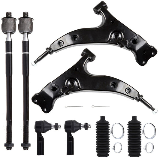 8pc K80333 K80334 EV303 ES2382 103-2838 Front Lower Control Arm Tie Rod End and Rack Bellow For Toyota Corolla 1993 1994 1995