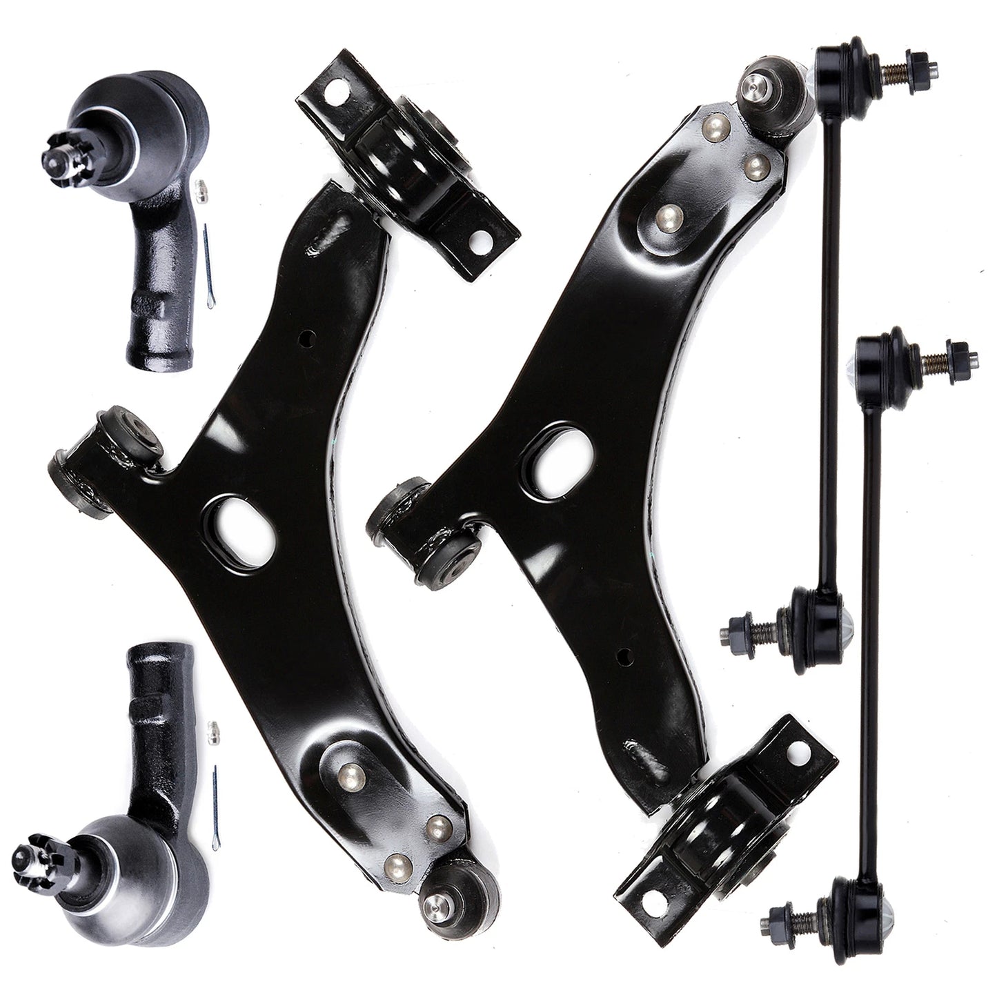6pc K80405 K80406 ES3587 ES3588 K80066 Front Lower Control Arm Outer Tie Rod End Kit For Ford Focus 2000 2001 2002 2003 2004