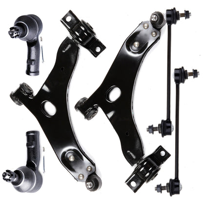 6pc K80405 K80406 ES3587 ES3588 K80066 Front Lower Control Arm Outer Tie Rod End Kit For Ford Focus 2000 2001 2002 2003 2004