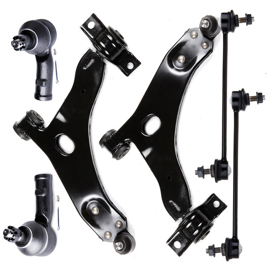 6pc K80405 K80406 ES3587 ES3588 K80066 Front Lower Control Arm Outer Tie Rod End Kit For Ford Focus 2000 2001 2002 2003 2004