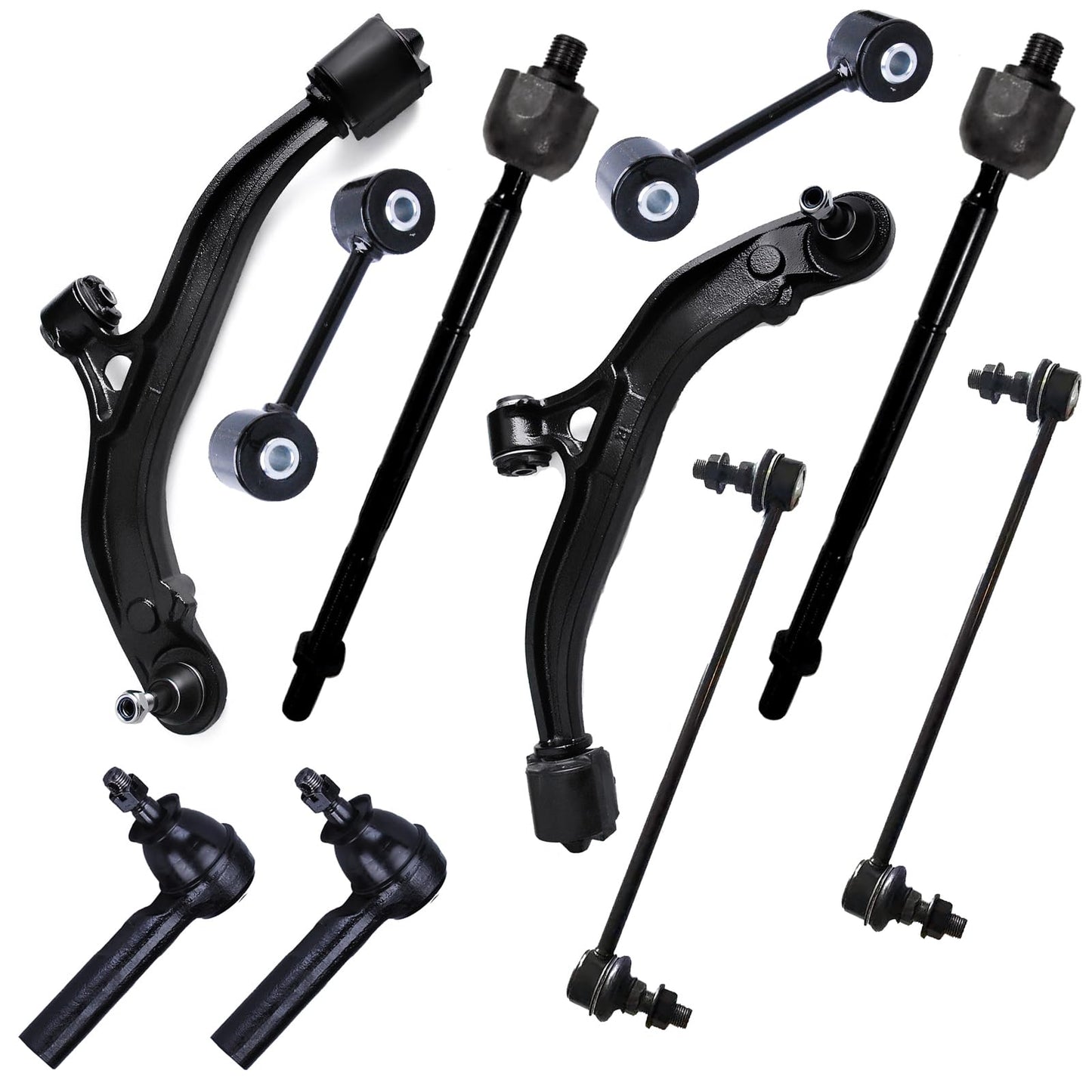 10pc K620004 K620005 K7258 K7301 EV405 ES3537 Front Lower Control Arm with Ball Joint Sway Bar Tie Rod Suspension Kit for Dodge Grand Caravan 2001-2004 for Chrysler Town & Country 2001-2004