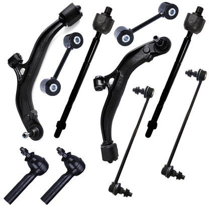 10pc K620004 K620005 K7258 K7301 EV405 ES3537 Front Lower Control Arm with Ball Joint Sway Bar Tie Rod Suspension Kit for Dodge Grand Caravan 2001-2004 for Chrysler Town & Country 2001-2004