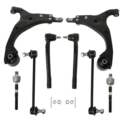8pc K641580 K641581 ES800229 ES800230 EV800228 K750032 Front Lower Control Arm with Tie Rods Sway Bars for Hyundai Elantra 2.0L 2007 2008 2009 2010 2011 2012