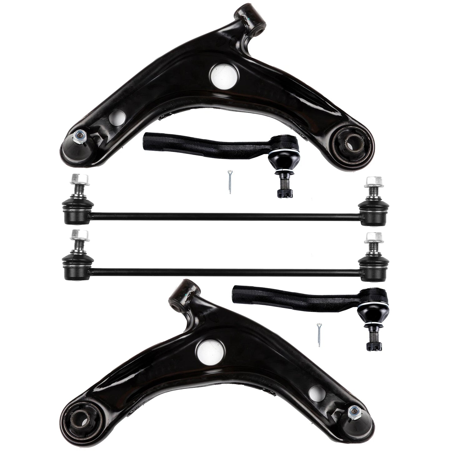 6pc K620572 K620573 K80879 ES800311 ES800312 Front Lower Control Arms Sway Bars Tie Rod Links For TOYOTA YARIS 2007 2008 2009 2010 2011 2012 2013 2014