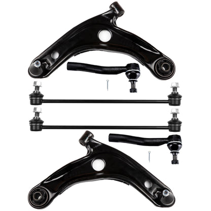 6pc K620572 K620573 K80879 ES800311 ES800312 Front Lower Control Arms Sway Bars Tie Rod Links For TOYOTA YARIS 2007 2008 2009 2010 2011 2012 2013 2014