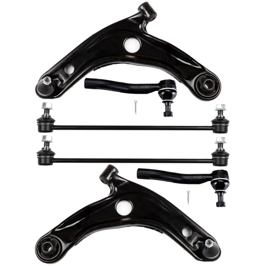 6pc K620572 K620573 K80879 ES800311 ES800312 Front Lower Control Arms Sway Bars Tie Rod Links For TOYOTA YARIS 2007 2008 2009 2010 2011 2012 2013 2014