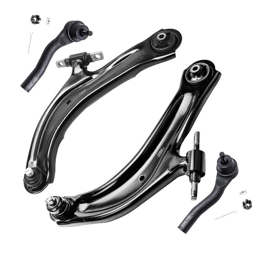 4pc K620373 K620374 ES800575 ES800574 ront Lower Control Arm with Ball Joints Tie Rods for Nissan Sentra 2007-2012