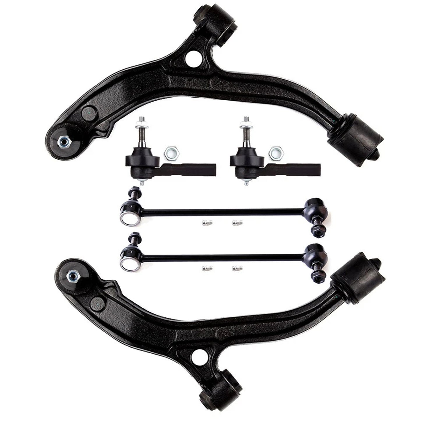 6pc K620004 K620005 K7258 ES3537 Front Lower Control Arm Outer Tierod End Sway Bar for Grand Caravan 2001 2002 2003 2004 for CHRYSLER TOWN  COUNTRY  VOYAGER