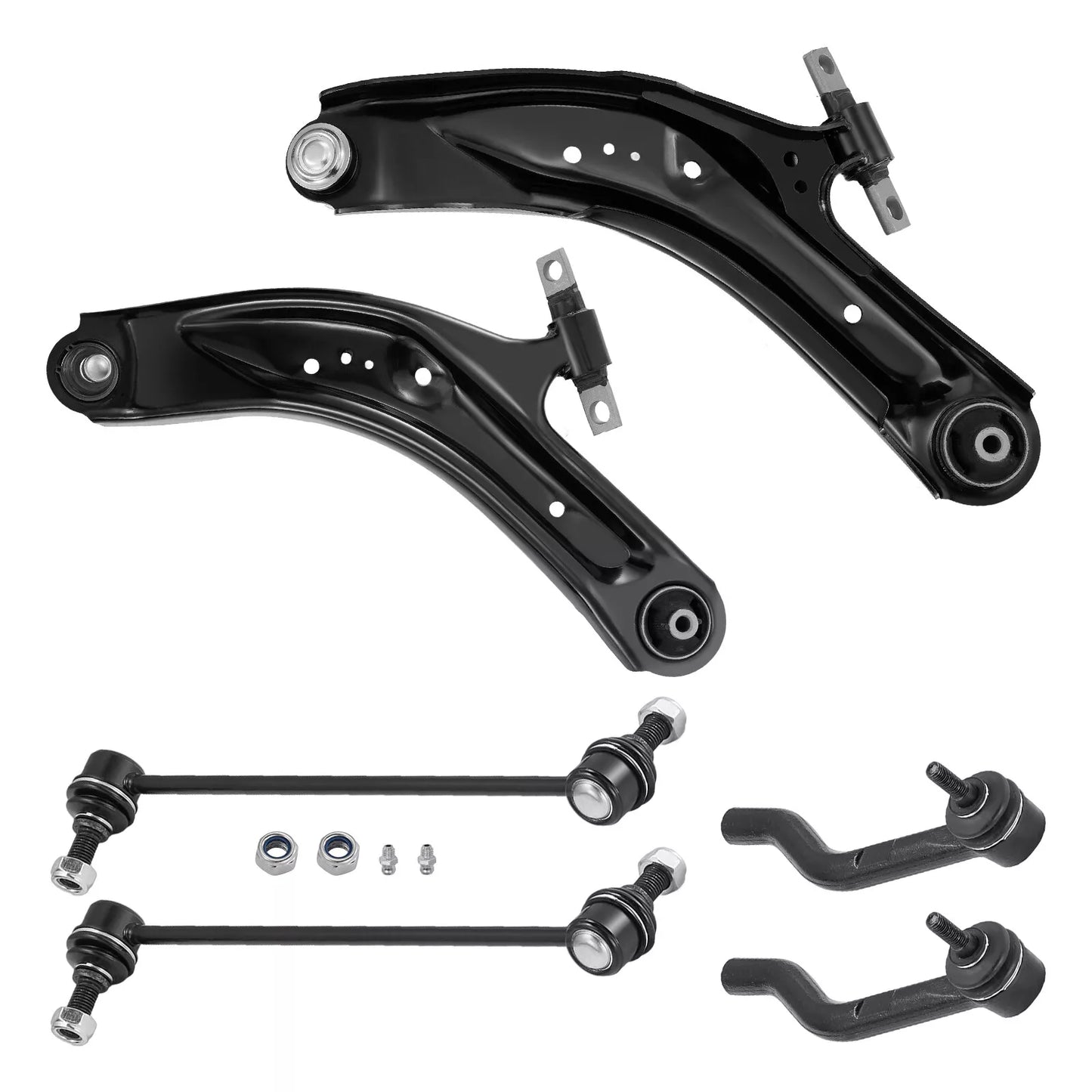 6pc MS301169 MS301168 K750095 K750094 ES801221 ES801220 Front Lower Control Arm Tie Rods Sway Bars Kit for Nissan Rogue Sport 2014 2015 2016 2017 2018 2019