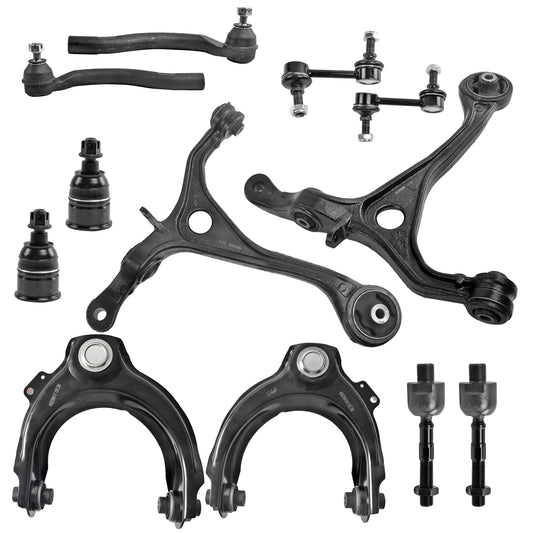 12pc K620616 K620617 K640289 K640290 K80228 EV80210 ES80288 ES80287 K90456 K90457 Lower Upper Control Arm Tie Rod Suspension Kit 2003-2007 for Honda Accord 2003-2007