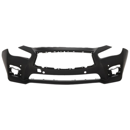 Primed Front Bumper Cover 620224HE0H IN1000259 Replacement For Infiniti Q50 2014 2015 2016 2017 Primed Fascia With Object Sensor