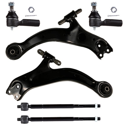 6pc K620578 K620579 ES3306 EV301 Front Lower Control Arms with Ball Joint Tie Rods for Toyota Sienna 1998-2003 for Toyota Avalon 1998-2004 for Solara 1999-2003