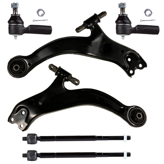 6pc K620578 K620579 ES3306 EV301 Front Lower Control Arms with Ball Joint Tie Rods for Toyota Sienna 1998-2003 for Toyota Avalon 1998-2004 for Solara 1999-2003