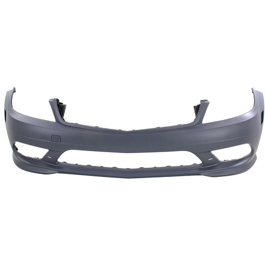 Primed Bumper Cover 2048856138 MB1000424 Replacement For Mercedes Benz C350 2008 2009 2010 2011 with AMG Styling and Side Marker Hole Primed Front