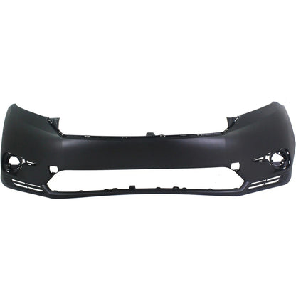 Primed Front Bumper Cover 521190E914 TO1000374 Replacement For Toyota Highlander 2011 2012 2013  with Fog Lamp Holes Primed