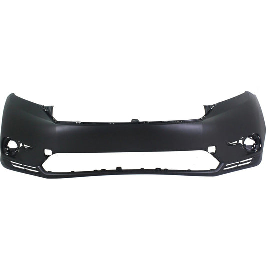 Primed Front Bumper Cover 521190E914 TO1000374 Replacement For Toyota Highlander 2011 2012 2013  with Fog Lamp Holes Primed