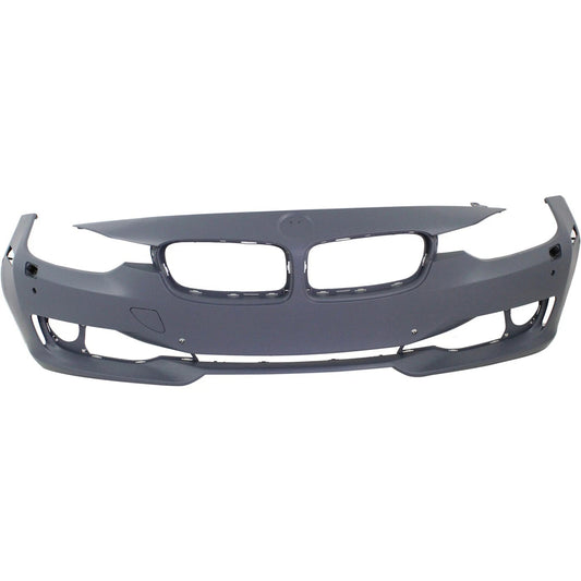Primed Front Bumper Cover 51117293017 BM1000258 Replacement For BMW 328i 2012 2013 2014 2015 Standard Type with HLW/PDC/IPAS Holes Primed