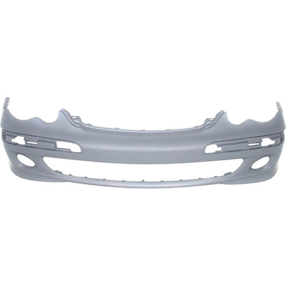 Primed Front Bumper Cover 2038853025 MB1000210 Replacement For Mercedes Benz C230 2005 2006 2007 with Fog Lamp Holes C280 2006 2007 Primed