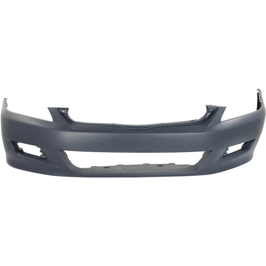 Primed Front Bumper Cover 04711SDNA81ZZ HO1000234 Replacement For Honda Accord 2006 2007 Coupe with Fog Lamp Holes Primed