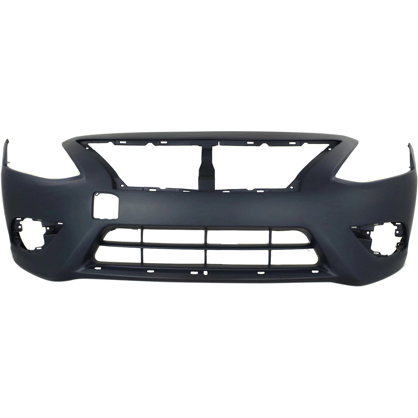 Primed Front Bumper Cover FBM229KM1J NI1000300 Replacement For Nissan Versa 2015 2016 2017 2018 with Chrome Insert Holes Primed