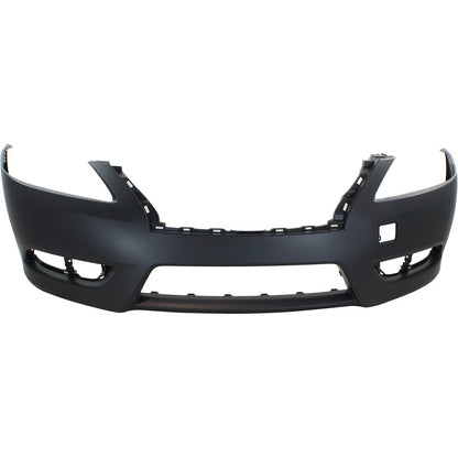 Primed Front Bumper Cover 620223SH0J NI1000289 Replacement For Nissan Sentra 2013 2014 2015 with Fog Lamp Holes Primed