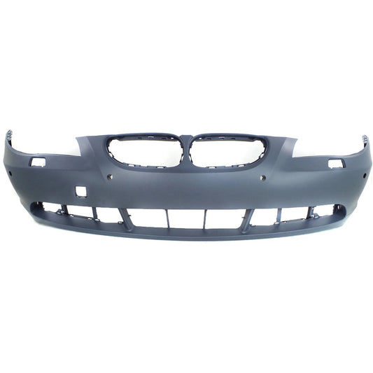 Primed Bumper Cover 51117111740 BM1000153 Replacement For BMW 530i 2004 2005 2006 2007 with Park Distance Control Sensor Holes Front Primed