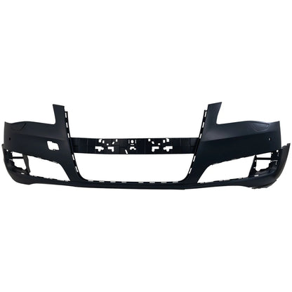 Primed Front Bumper Cover 4H0807065EGRU AU1000206 Replacement For Audi A8 Quattro 2011 2012 2013 2014 with Fog Lamp Holes Primed