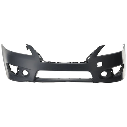 Primed Front Bumper Cover 620223RM0J NI1000290 Replacement For Nissan Sentra 2013 2014 2015 with Fog Lamp Holes Primed
