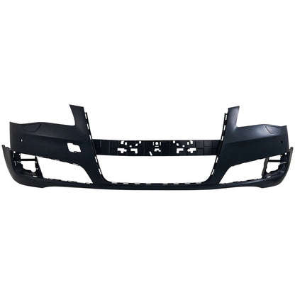 Primed Front Bumper Cover 4H0807065EGRU AU1000206 Replacement For Audi A8 Quattro 2011 2012 2013 2014 with Fog Lamp Holes Primed
