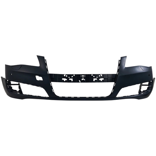Primed Front Bumper Cover 4H0807065EGRU AU1000206 Replacement For Audi A8 Quattro 2011 2012 2013 2014 with Fog Lamp Holes Primed