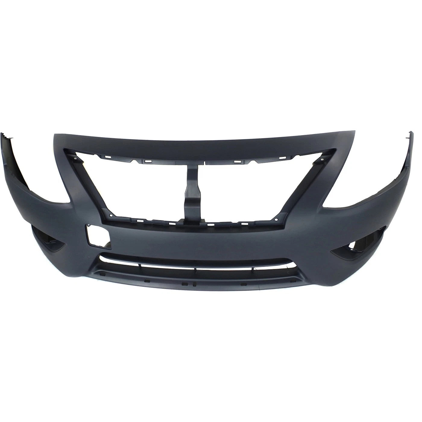 Primed Front Bumper Cover FBM229KM1J NI1000300 Replacement For Nissan Versa 2015 2016 2017 2018 with Chrome Insert Holes Primed